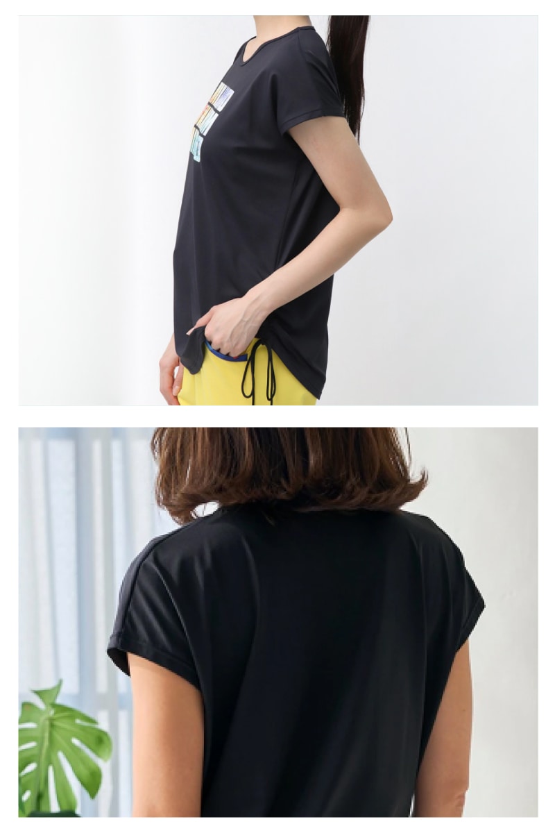 サイドギャザーエアリーTシャツ＊ブラック 【フリー】