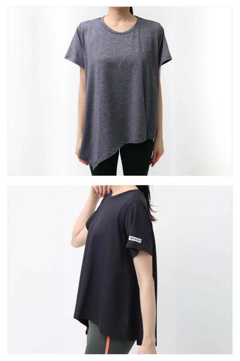 アシンメトリーエアリーTシャツ＊ブラック 【フリー】