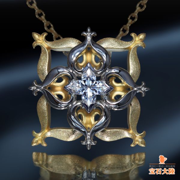 The Orchidea K18YG/Pt900ペンダントトップ GIA鑑定書