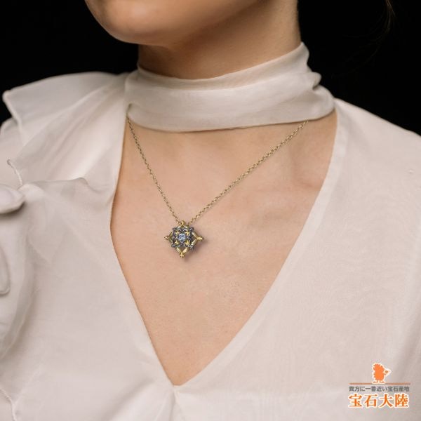 K14WG＆PT900 ペンダントトップセット The Orchidea K18YG/Pt900ペンダントトップ GIA鑑定書