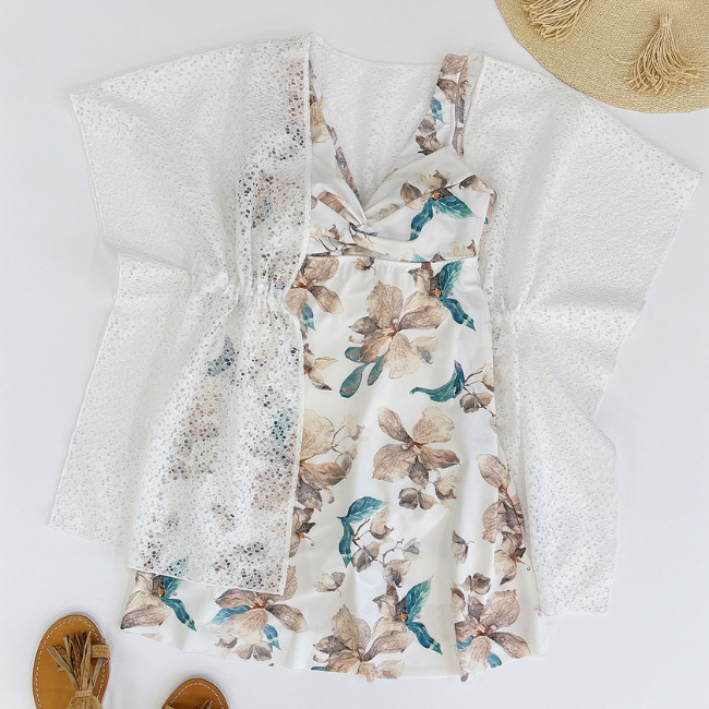 ラグジィフラワーAラインワンピース水着