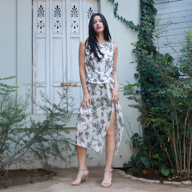 オリエンタルフラワー柄オールインワン水着