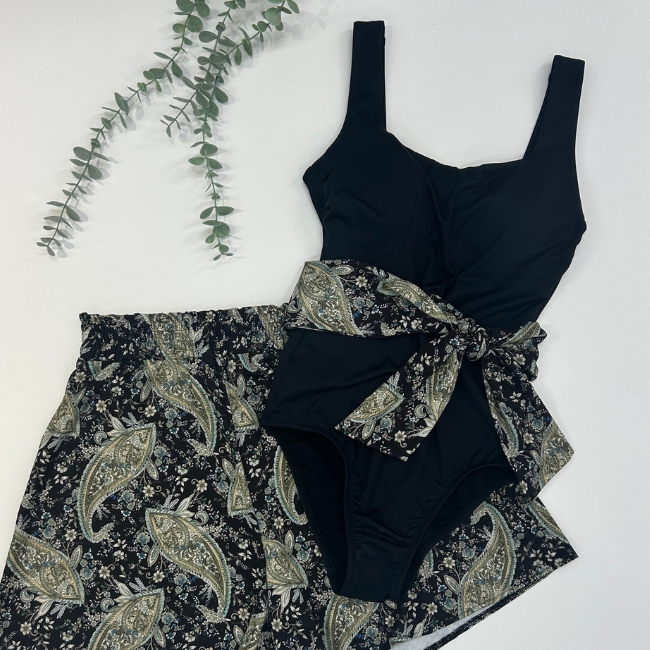 エレガントエスニックスクエアワンピース水着