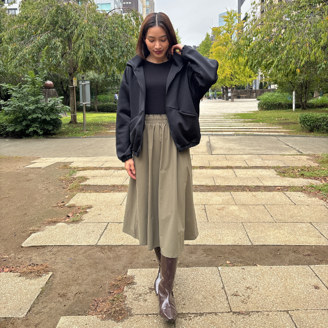 ダンボールジャージスタンドネックブルゾン/パーカー