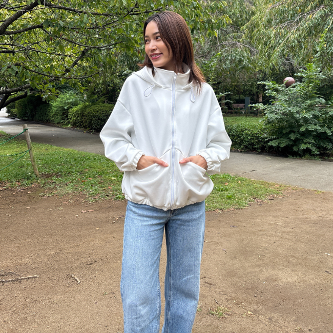 ダンボールジャージスタンドネックブルゾン/パーカー