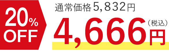 通常価格5,832円が20%OFFで4,666円（税込）