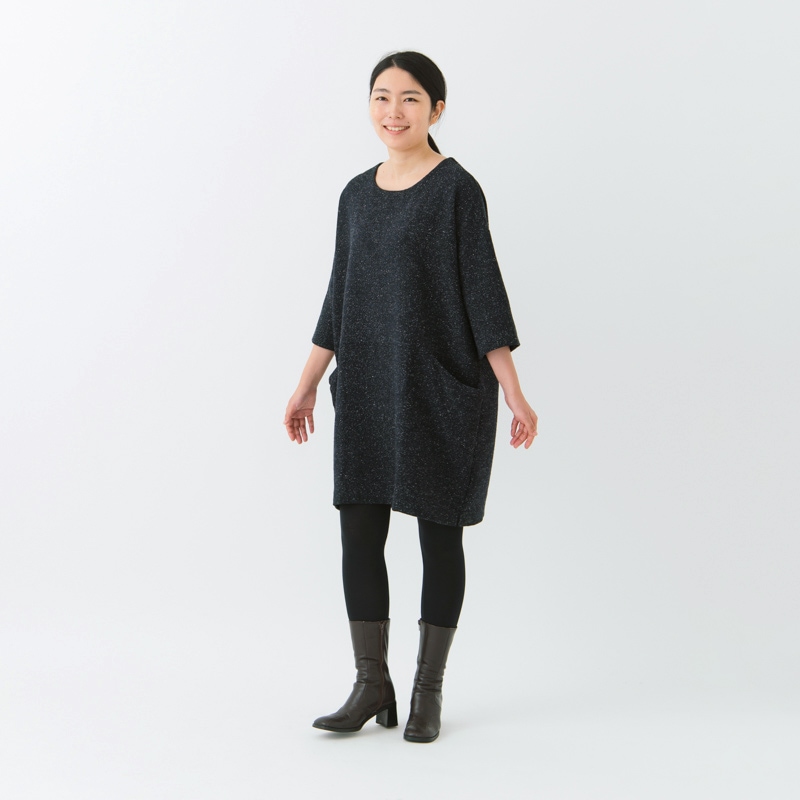 綿シルク ネップワンピース