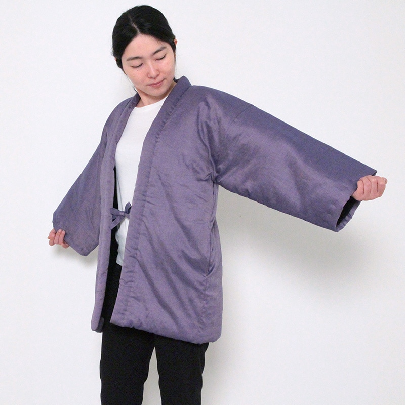 半纏 [藤紫] パープル 中わた:綿100% 身丈80cm【通販サイト・直営店