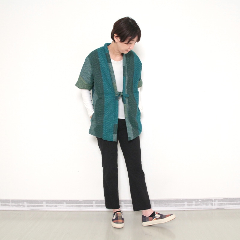 金糸梅 五分袖はんてんモデル着用画像