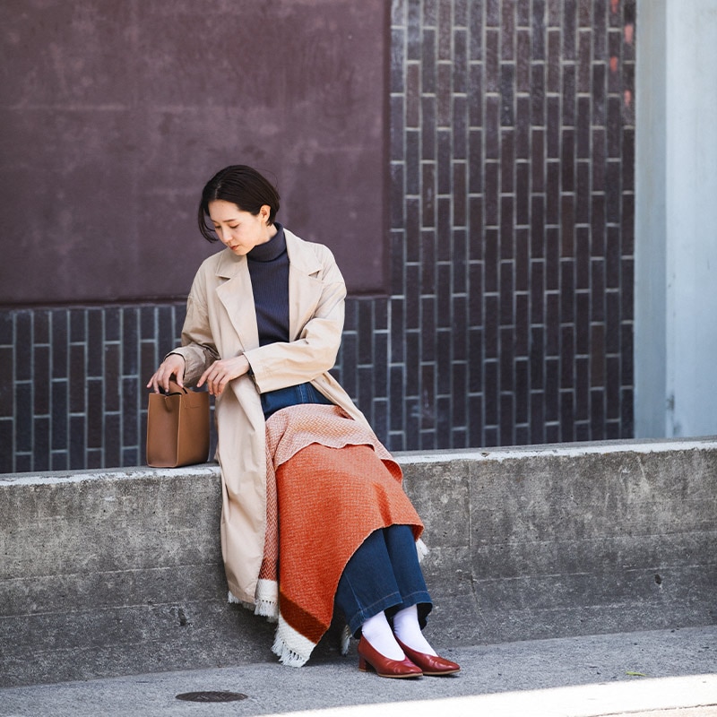 ウールコットンブランケットショールの写真