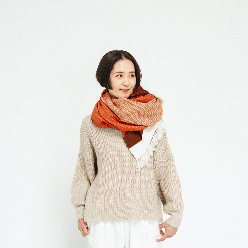 ウールコットンブランケットショールの写真