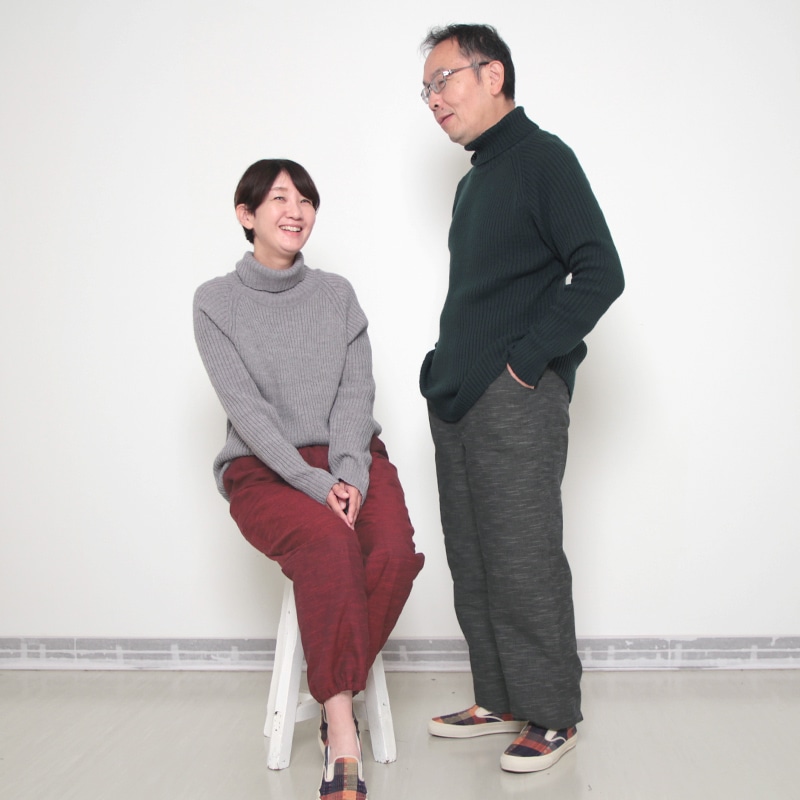 キルトパンツ 写真 男女モデル