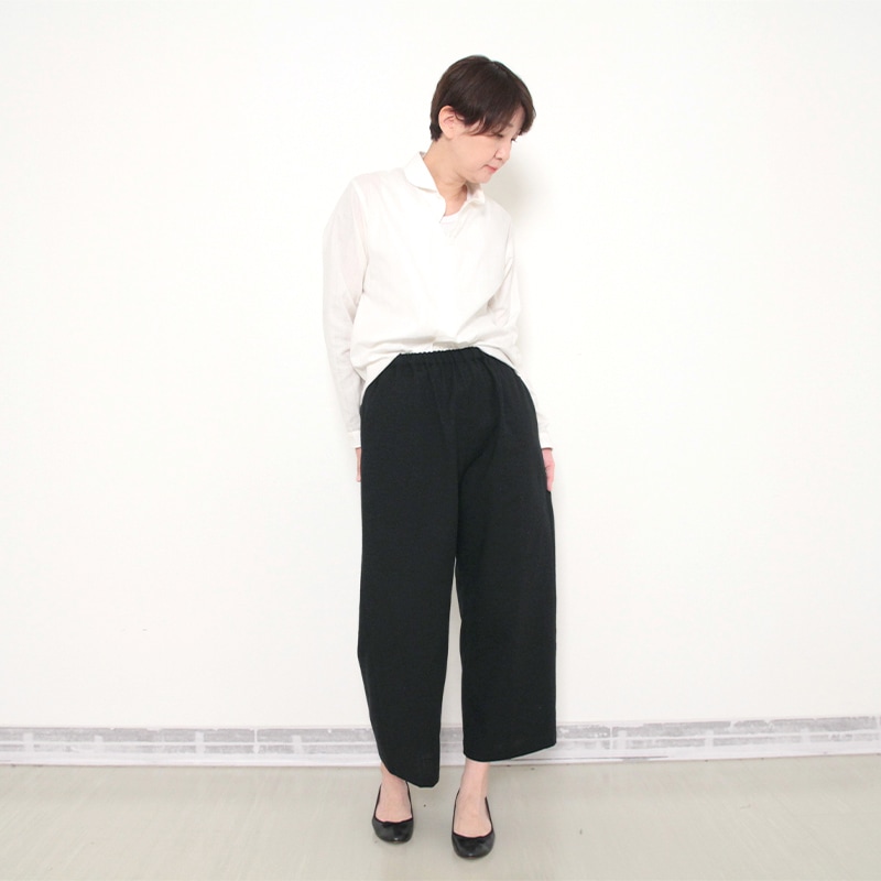 パンツ [彩藍 野風クロップドパンツ] 黒 綿100％