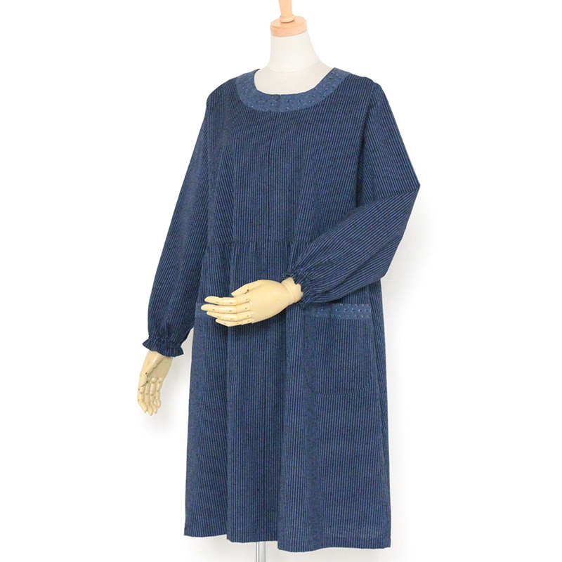 小縞スモック ブルー