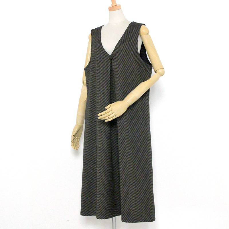 彩藍 刺子花織ジャンパースカート モスグリーン