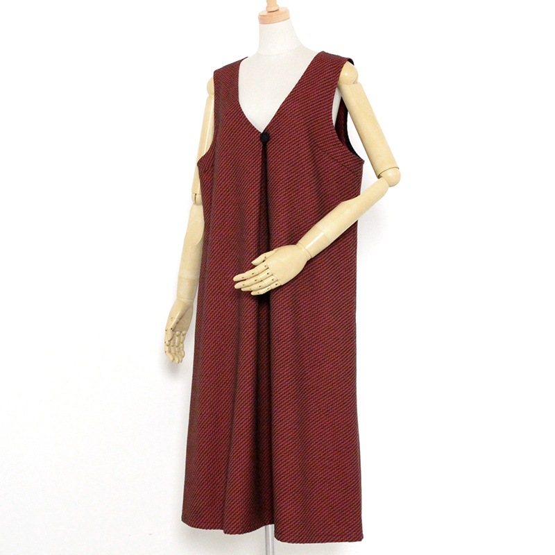 彩藍 刺子花織ジャンパースカート 赤