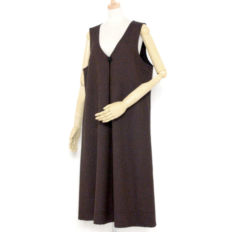 彩藍 刺子花織ジャンパースカート こげ茶