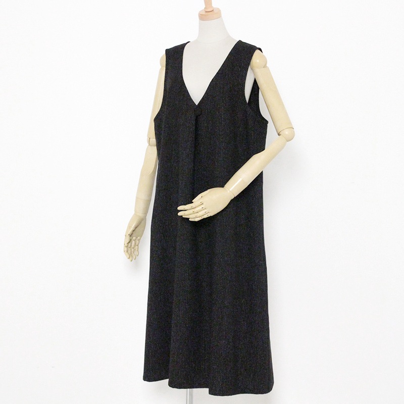 彩藍 熱砂ジャンパースカート 黒/白