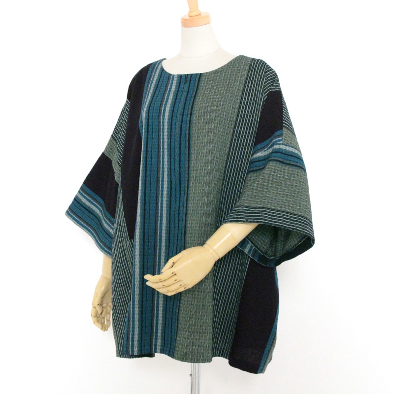 彩藍 熱砂チュニックブラウス ブルー