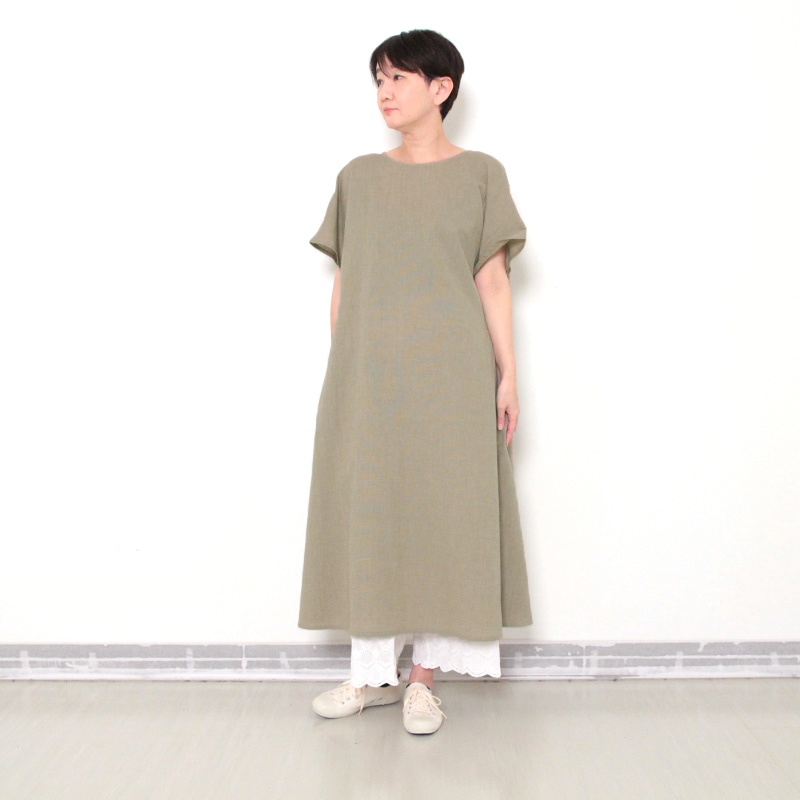 刺子ワンピース ベージュ