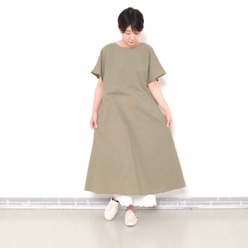 刺子ワンピース ベージュ