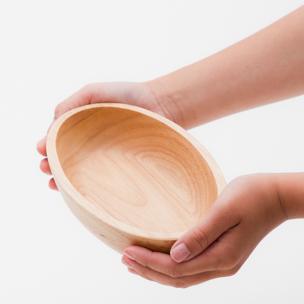 天然木製 ゴムの木 20cm オーバルボウル ナチュラル | 皿・盛器,中皿