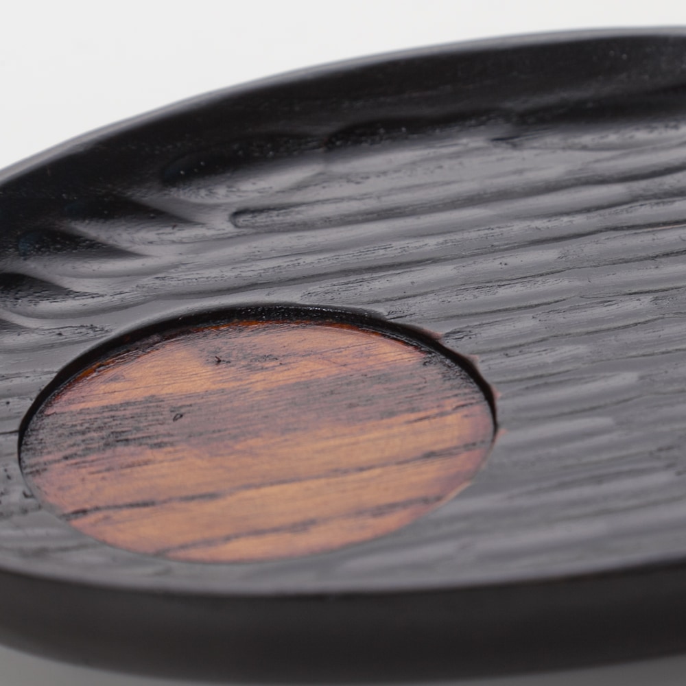 唐木　黒檀皿立て　絵彫り　二段用　飾皿　鉢飾　美品 4d0abbb1d057feb38cdfa98949cc14