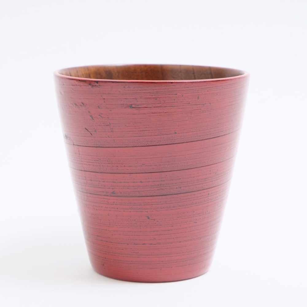 天然木製 フリーカップ ライン 根来 漆塗り | カップ・茶器・酒器