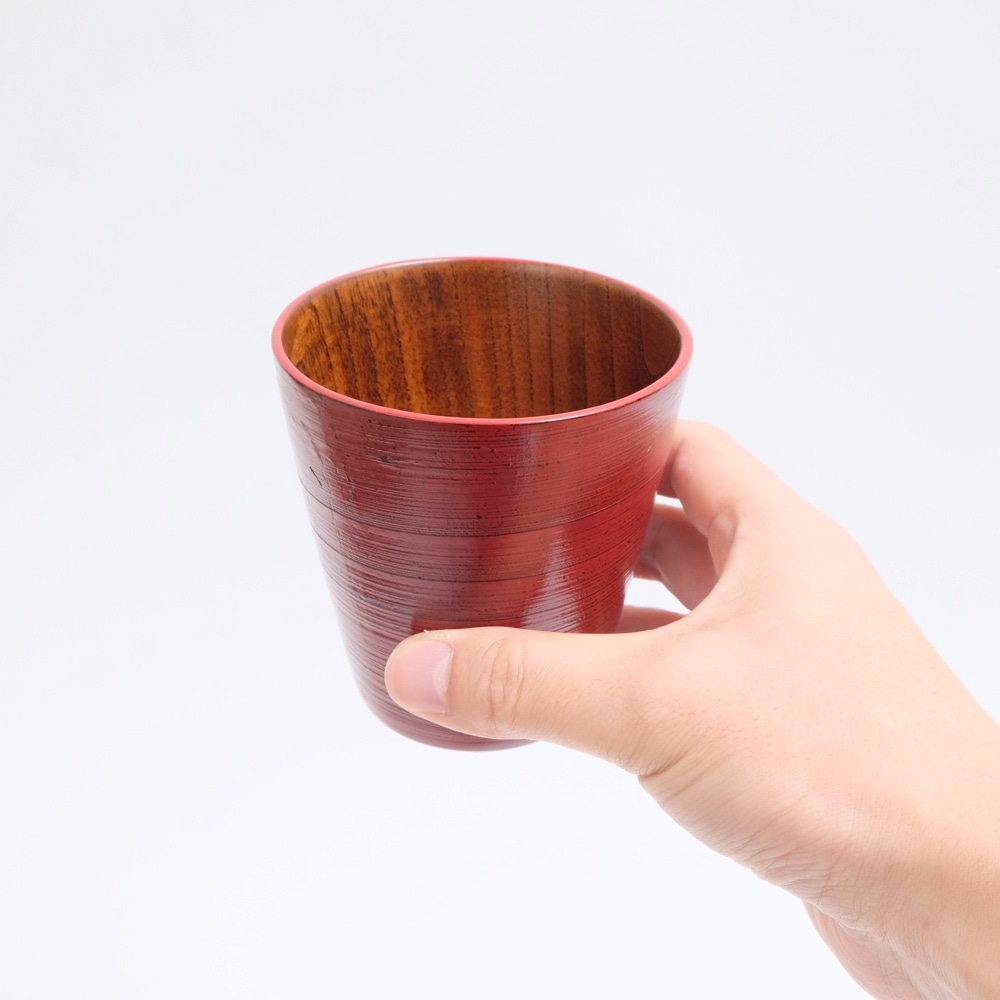 天然木製 フリーカップ ライン 根来 漆塗り | カップ・茶器・酒器