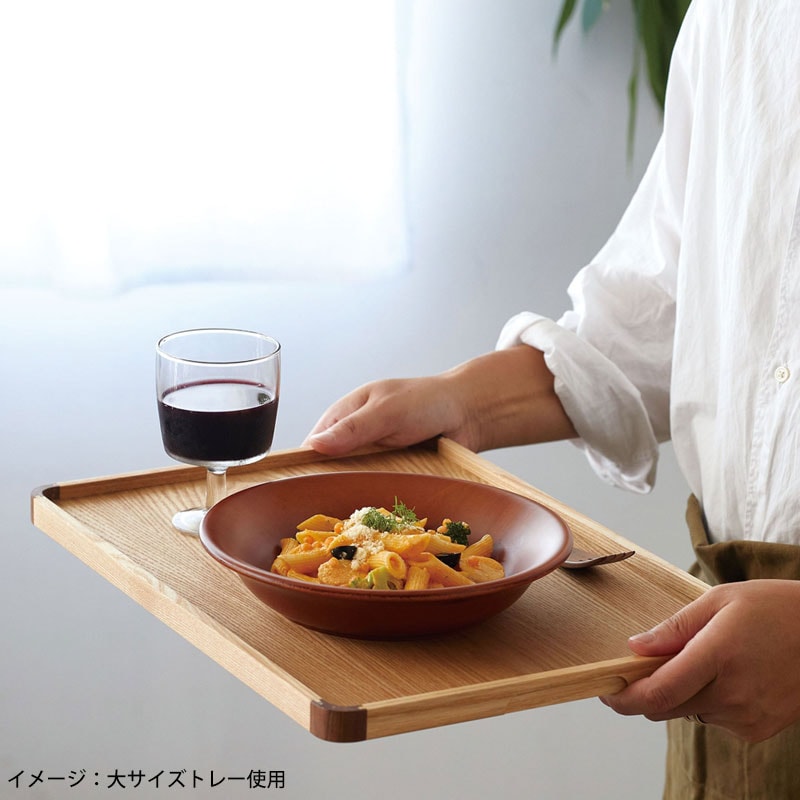 トレー 天然木製 39cm 中 お盆 ノンスリップ すべり止め加工 滑り止め