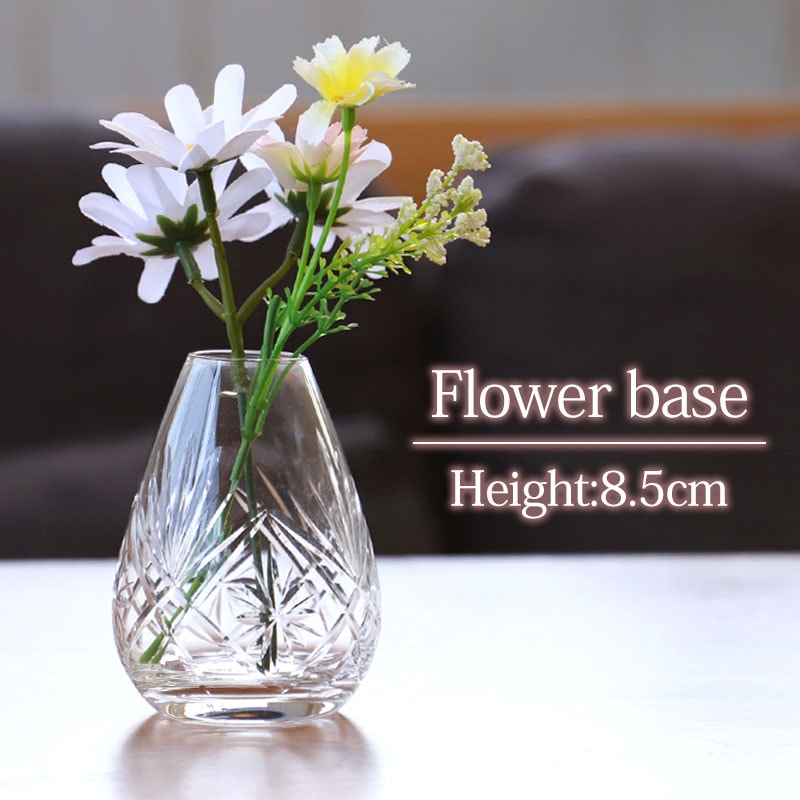 ボヘミアングラス色被せ切子花器フラワーベース花瓶高24.5上部直径19底10.5底部直径105cm
