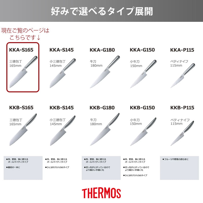 THERMOS サーモス 包丁 ファインエッジ 三徳包丁 165mm オール