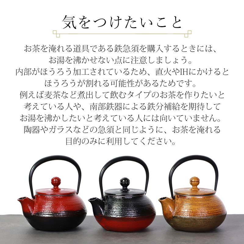 南部鉄器　南部鉄瓶　急須　朱漆塗 　地元盛岡市製造 南部鉄器 鉄瓶 | 南部鉄器の老舗各社取扱【日本工芸堂】