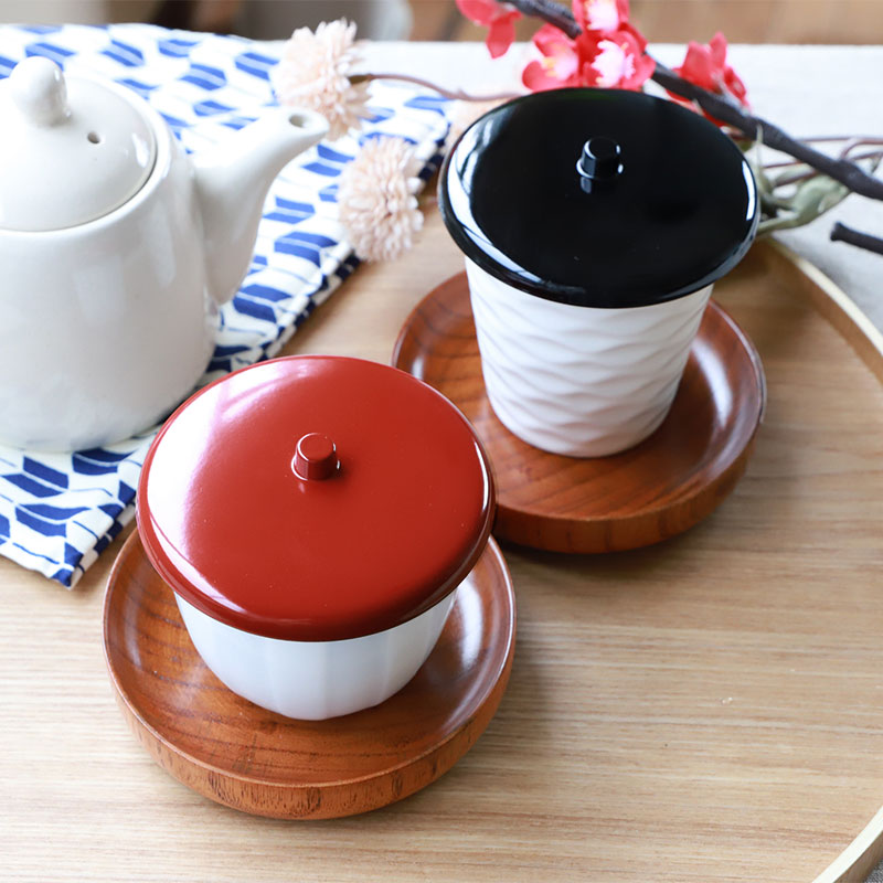 湯呑み蓋 会津塗り 日本製 選べる6サイズ つまみ付き おしゃれ 湯飲み