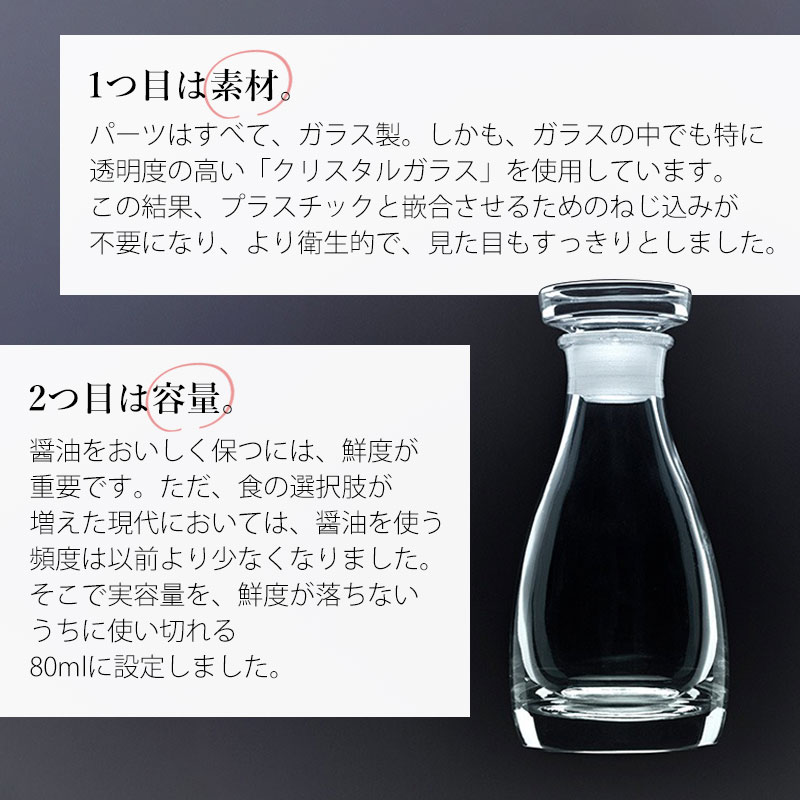 THE 醤油差し CLEAR 液だれしない 80ml ガラス 醤油さし しょうゆさし
