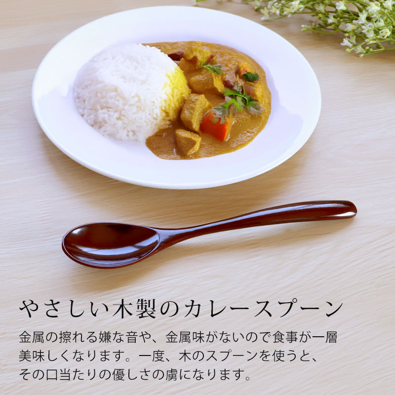 カレースプーン 天然木製 溜色 19.5cm おしゃれ 本漆 手塗り