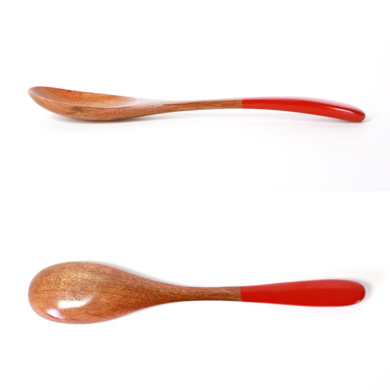 カレースプーン 天然木製 朱 漆塗り 19cm 大きめ 漆塗り おしゃれ