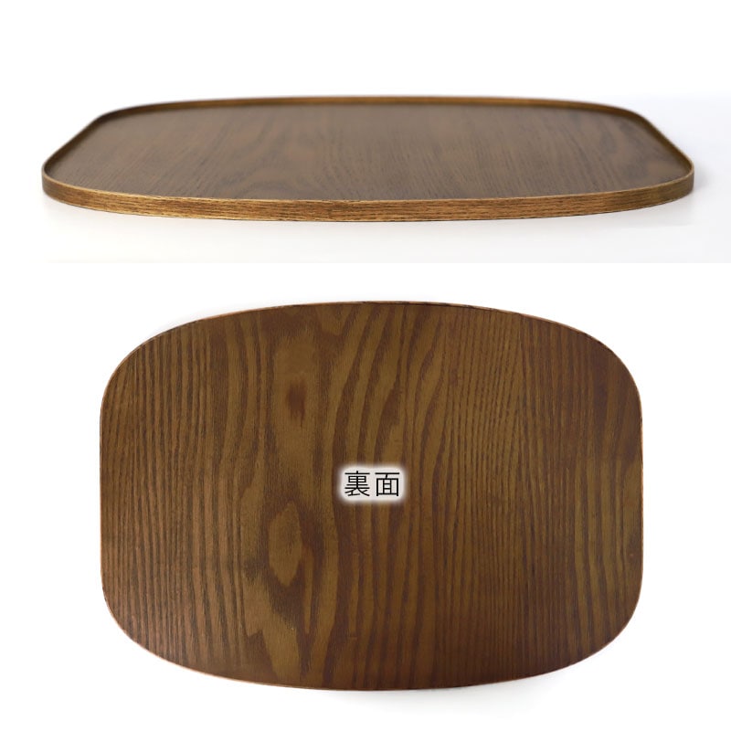 ランチョンマット 天然木製 木目ブラウン くつわ型 おしゃれ