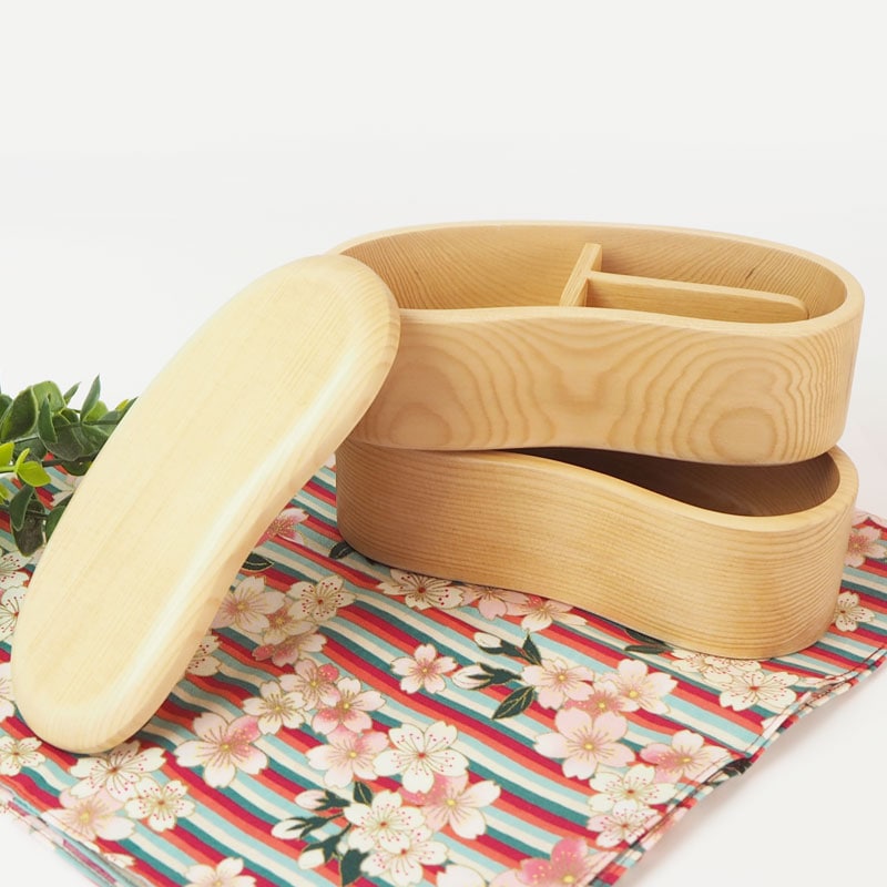 弁当箱 子供 500ml 2段 和風 おしゃれ ウレタン塗装 送料無料 天然木製