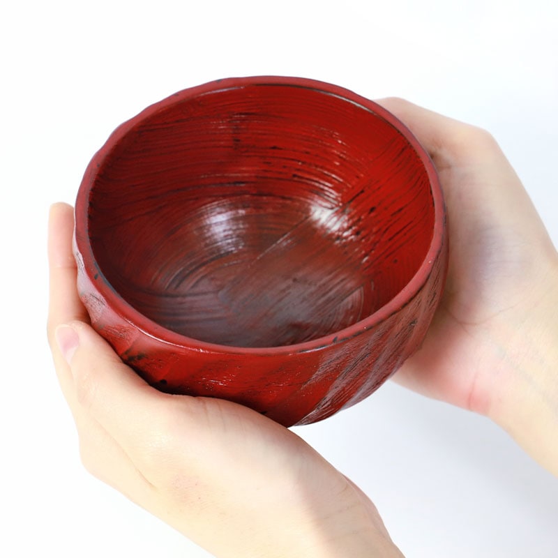 天然木製 汁椀 楕円型 根来 漆塗り お椀 おわん スープボウル お碗