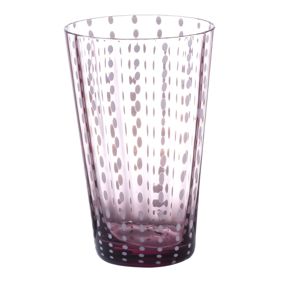 グラス タンブラー おしゃれ ガラス 500ml コップ ビアグラス ハイボールグラス 酒器グラス パープル ドット模様 食洗機対応 |  カップ・茶器・酒器