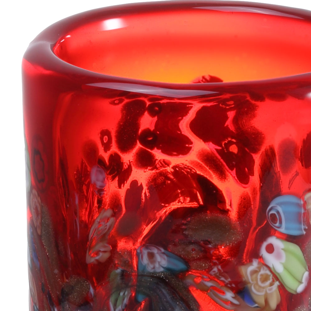 花瓶 フラワーベース おしゃれ ガラス 瑠璃紋様 インテリア雑貨 円柱 かわいい 小さい 赤 レッド-みよし漆器本舗