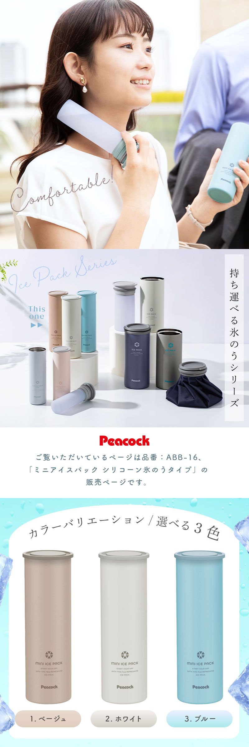 ピーコック 氷のう ミニアイスパック スリム 正規品 ネッククーラー
