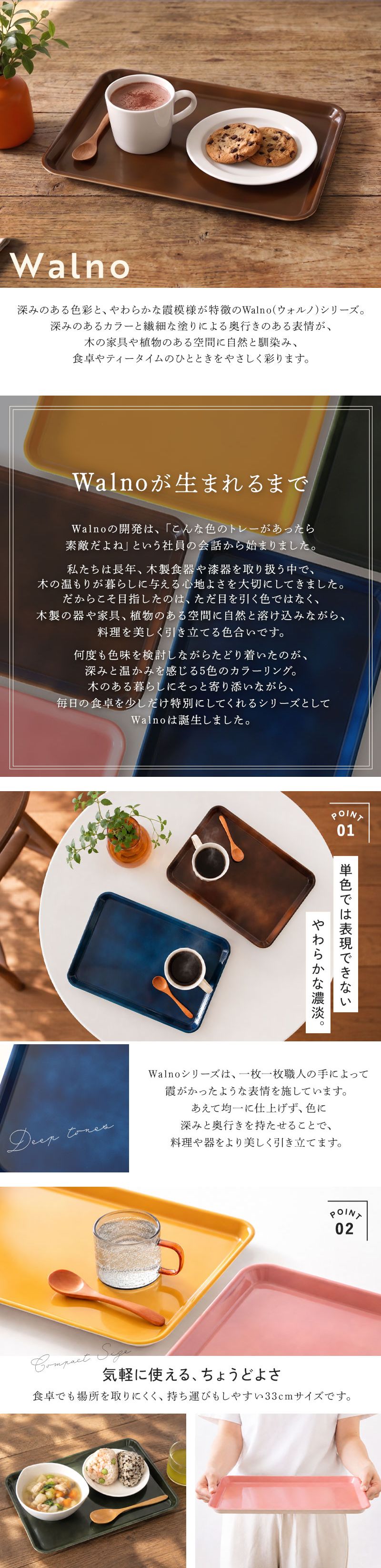 お盆 トレー Walno ウォルノ プレート 滑り止め 食洗機対応 電子レンジ