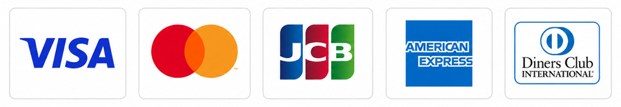 VISA Mastercard JCB American Express Diners Club