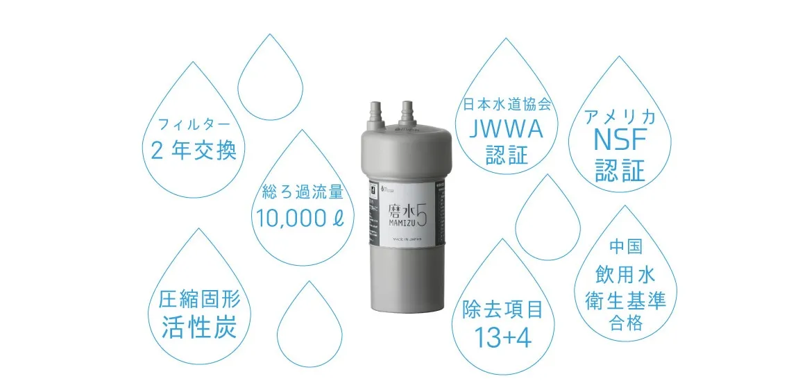 飲用浄水器【MIZSEI公式】磨水5アンダーシンク専用水栓152型セット