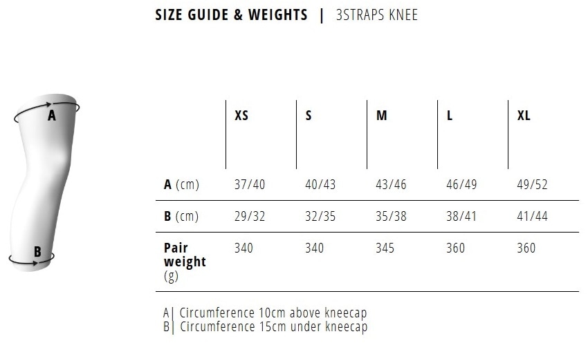 3STRAPS KNEE SIZE GUIDE