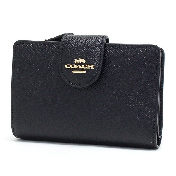 新品 COACH クロス レザー ミディアム ジップ ウォレット 6390-