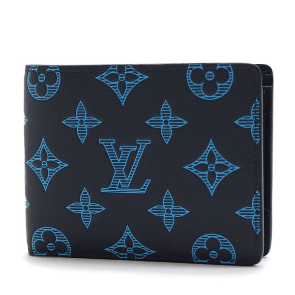 ギフトラッピング無料 ルイヴィトン 二つ折り財布 メンズ LOUIS VUITTON Wallet ポルトフォイユ・ミュルティプル ブルー系  M82323-海外ブランド通販サイト【MKcollection】