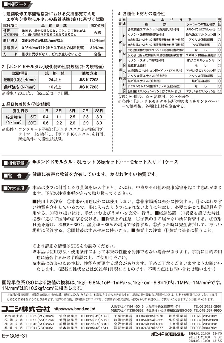 コニシ ボンド Kモルタル 8Lセット ＜コンクリート充てん補修用軽量 